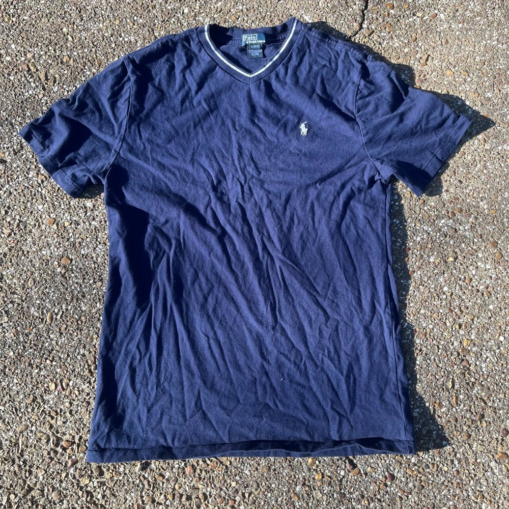 Polo by Ralph Lauren Men's Navy Blue V-Neck T-Shirt